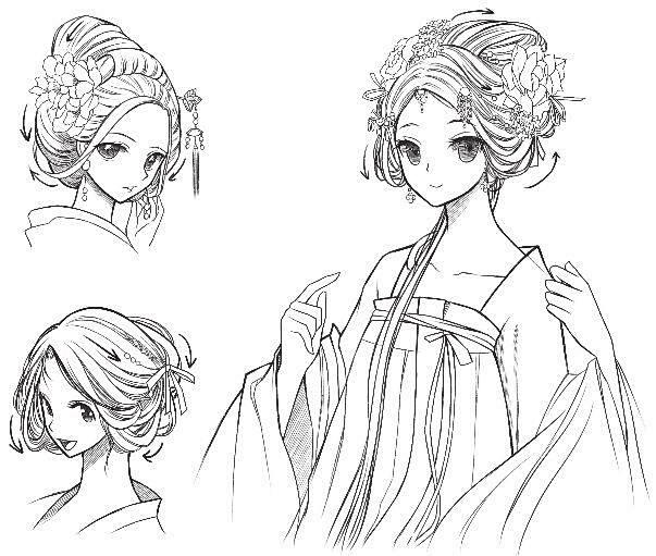 19:55:19古风人物的各种发型基础绘制教学a手绘插画古风赌雾同采自