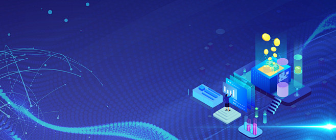 蓝色大数据金融理财banner背景背景图片素材