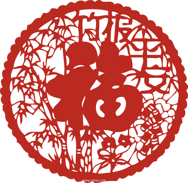 春节福字剪纸png