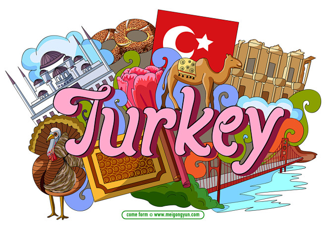 手绘涂鸦世界国家城市土耳其特色建筑矢量元素turkey10