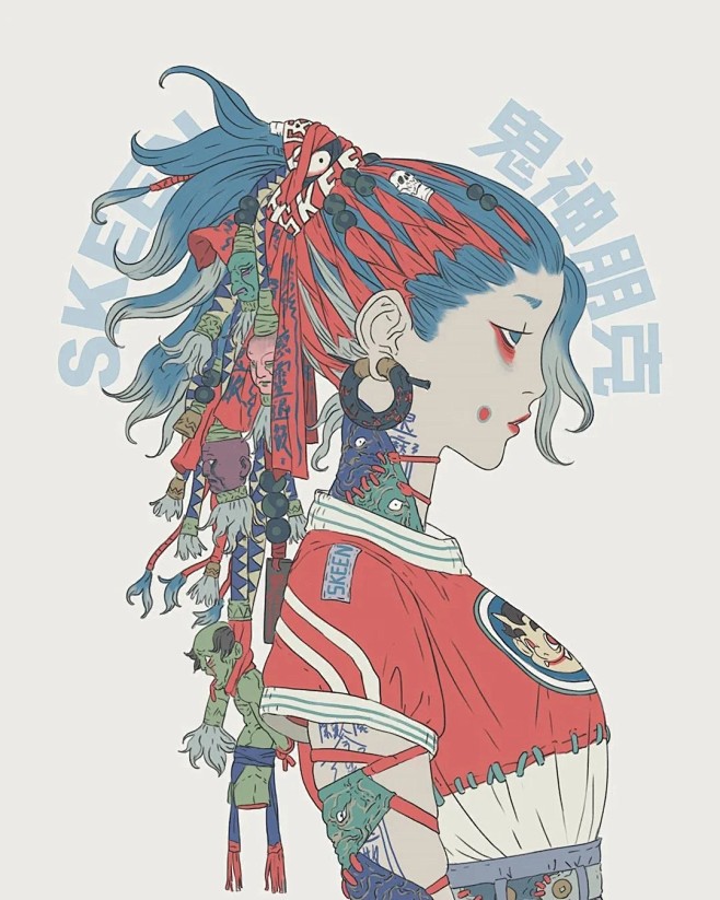 zeenchin最新系列鬼神朋克将阴阳间的摆渡人米婆与朋克街头摇滚元素相