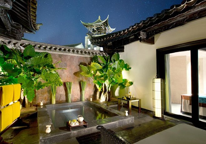 酒店庭院汤池温泉景观