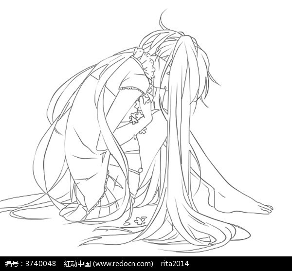 坐在地上哭泣的小女孩图片