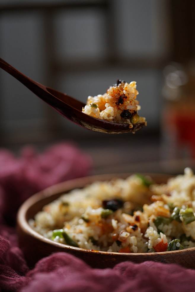 橄榄菜豇豆肉末炒饭