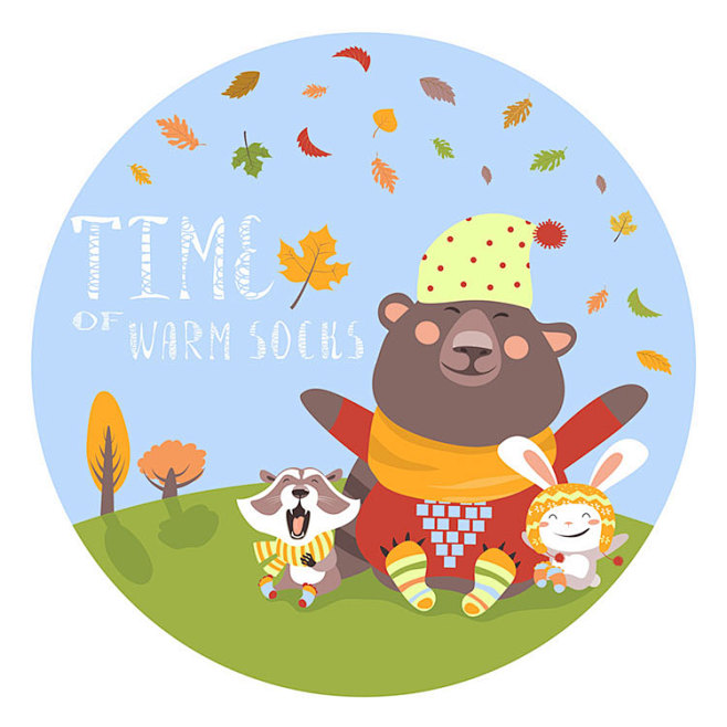 卡通森林萌系动物可爱儿童装饰插画图案背景ai矢量图ui设计素材淘宝网