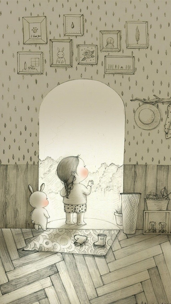 插画家coniglio小胖妮儿和兔子的手绘插画