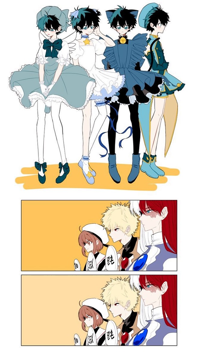 我的英雄学院胜出轰出小久穿魔卡少女樱里的女装可爱升天焦冻在打分牌