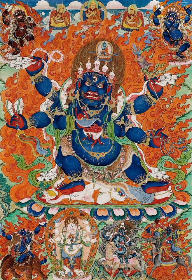 jpg (1000×1458)唐卡的主尊六臂玛哈噶拉,是藏传佛教中最重要的智慧