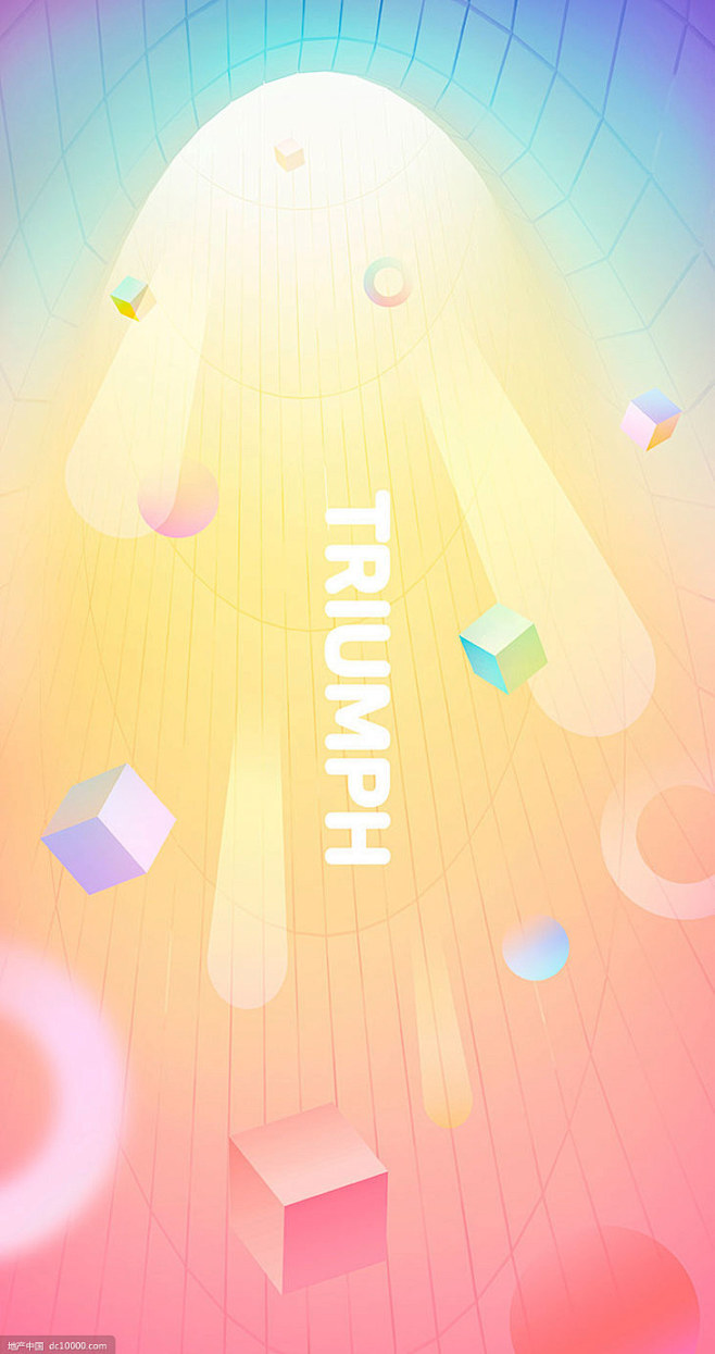 时尚潮流动感几何立体图形元素渐变背景海报psd分层设计素材