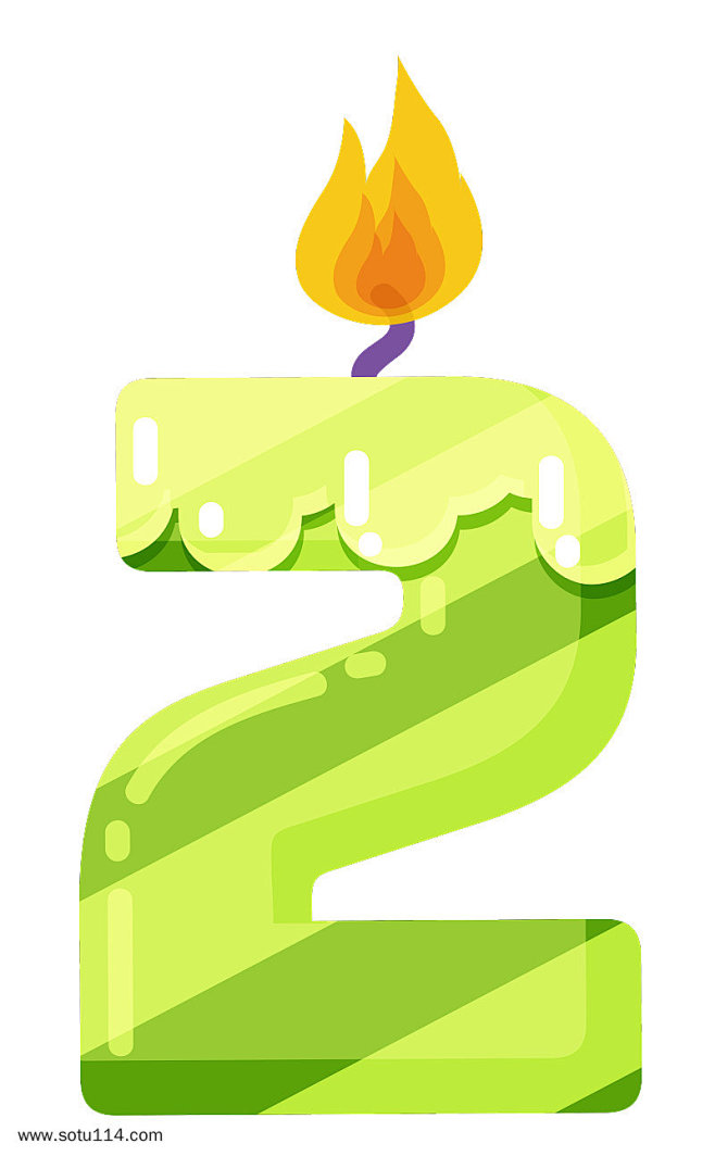 数字2创意彩色斜纹燃烧蜡烛