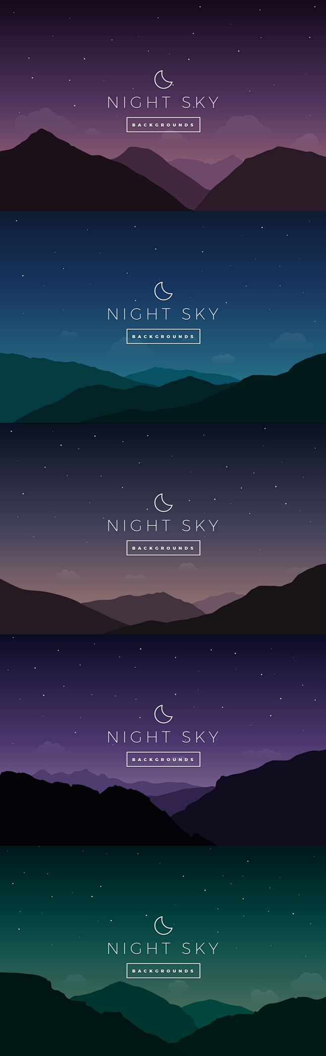 配色夜空矢量背景 night sky vector backgrounds – 设计小咖插画高