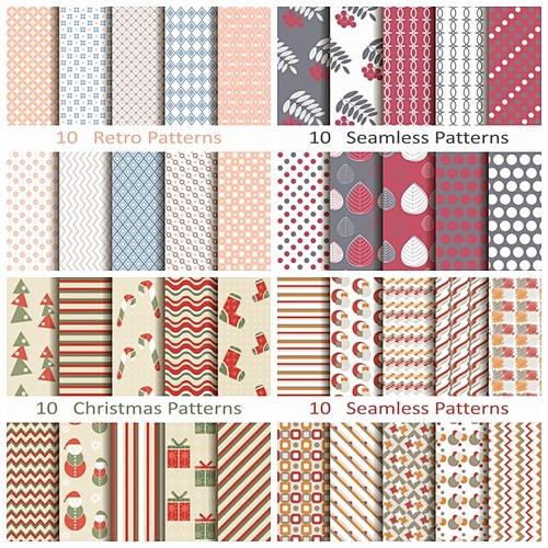 25款圣诞图案英伦格子对称性花纹背景装饰图案ps饭团网