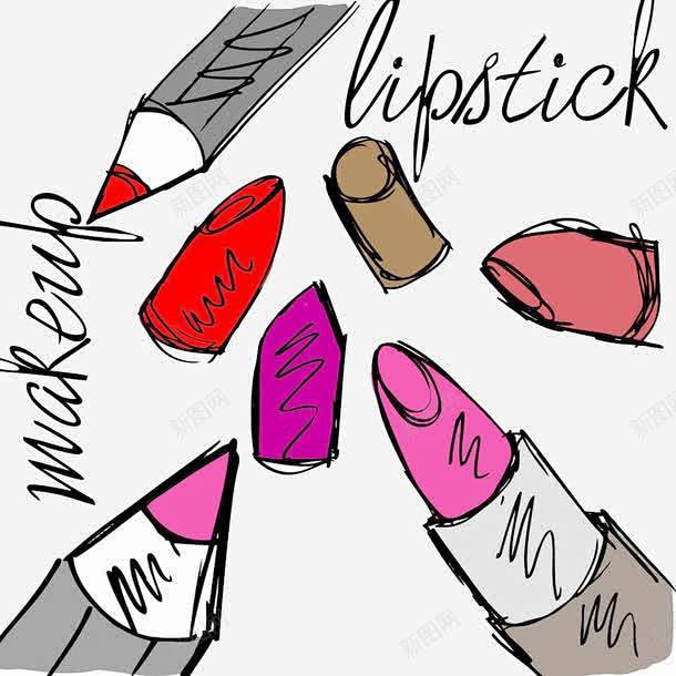 口红素描创意素材