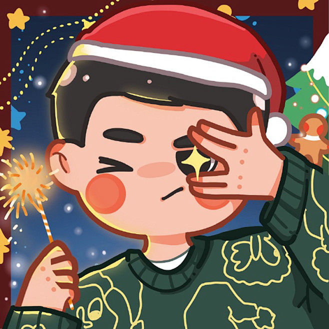 2020圣诞节情侣男头像可爱