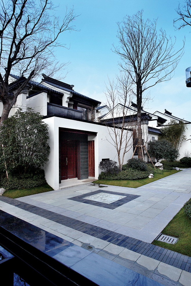 实景图建筑建筑外观新中式低层别墅入口坡顶缩小大小jpg