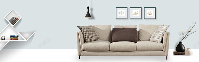 灰色布艺沙发促销简约蓝色banner高清背景背景设计图片免费下载页面