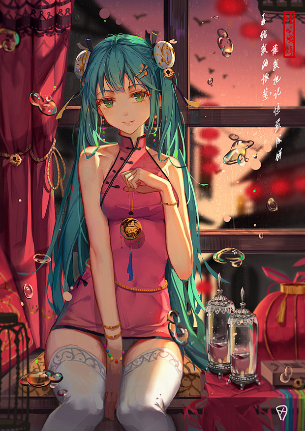 vocaloid初音未来同人图插画壁纸旗袍miku半次元第一中文cos绘画小说