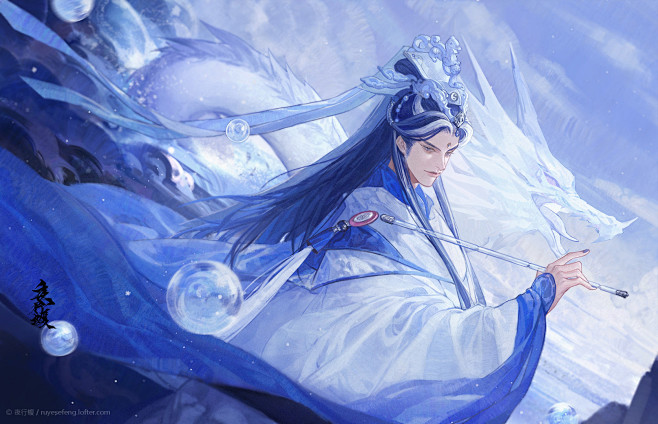 78霹雳布袋戏夜行蝮作品巨龙古风美男手绘同人手绘tv动画