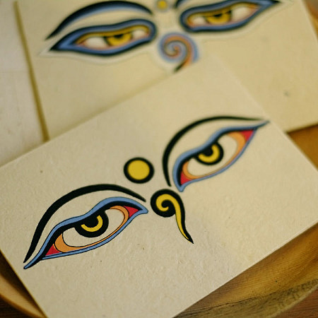 手绘佛眼明信片尼泊尔天然手工纸口袋市集原创设计新款2013