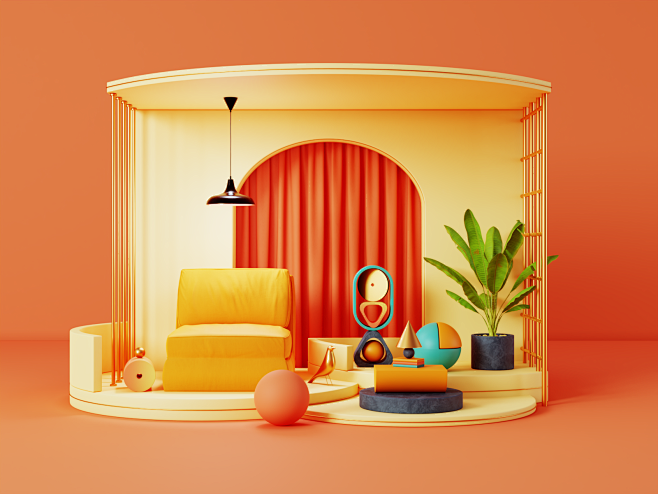 abstractart09futonsofa图形设计uiux电影院4dc4dart3d建模布景创意