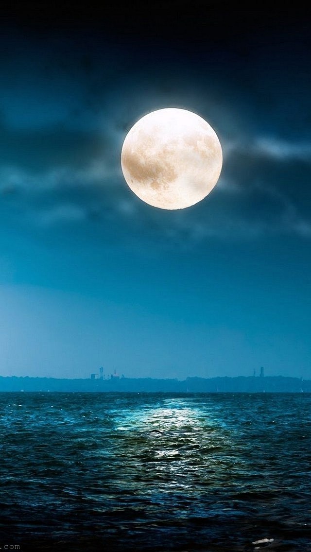 星空中圆月手机壁纸