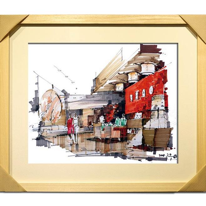 酒店餐厅茶馆客厅卧室书房艺术画大山相框义乌国际商贸城三区义乌购