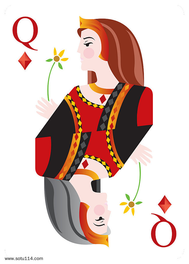 方片q扑克牌卡片