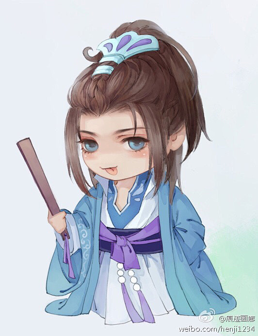 古风q版人物痕迹画廊绘