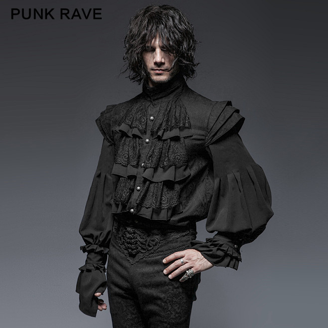 punkrave哥特男装铠甲衬衫复古典绅士贵族宫廷礼服歌剧服装淘宝网