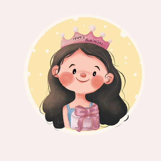 生日快乐可爱头像插画