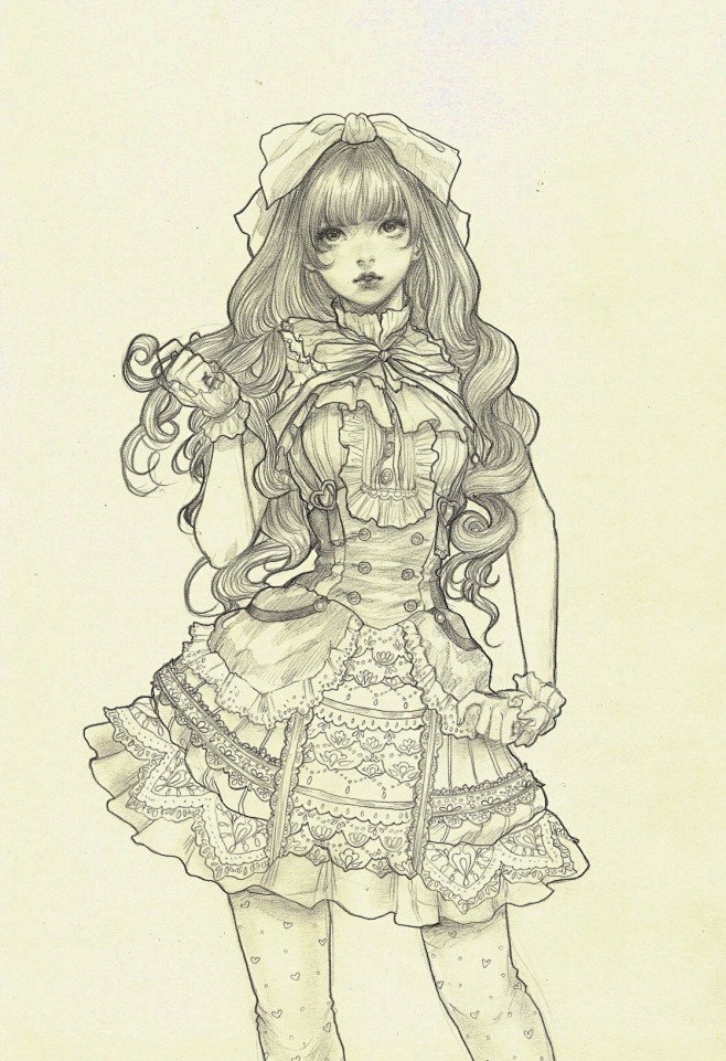 线稿洛丽塔画风