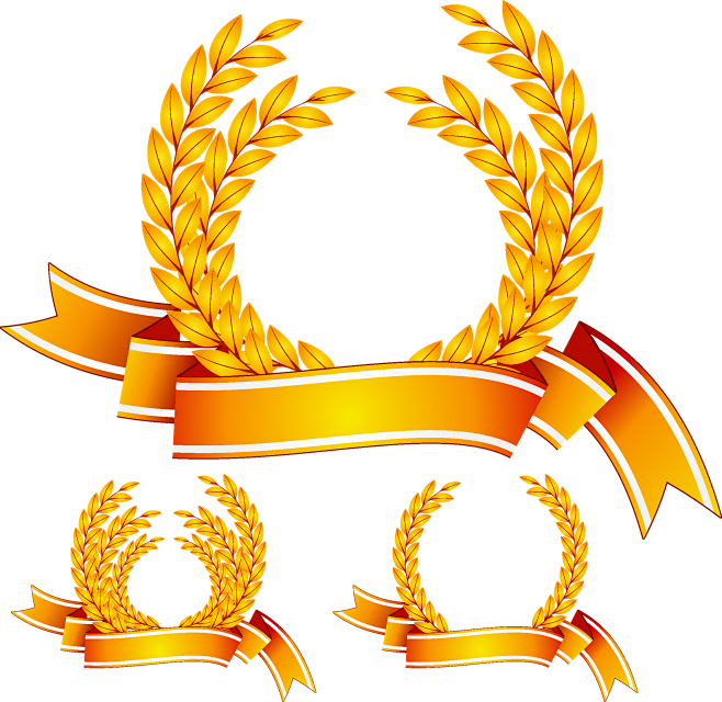 高品质金色麦穗标志徽章装饰边框盾牌欧式花纹图案小麦稻穗