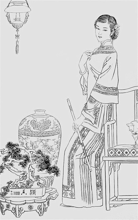 国画家项维仁白描人物