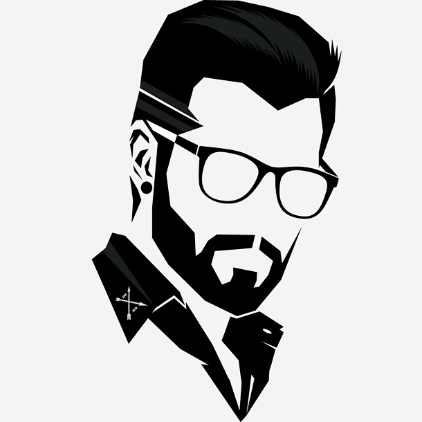 帅气眼镜男人剪影