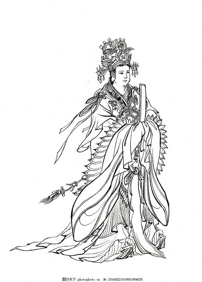 王母娘娘 瑶池 神仙 白描人物 西游记白描李云中线描布兰森同采自www