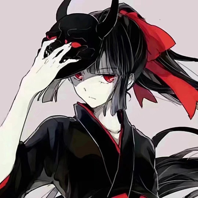 动漫头像男生女生邪魅可爱血腥霸气萌二次元少女黑色红色哲也收集侵删