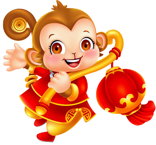 拿着灯笼的可爱小猴子