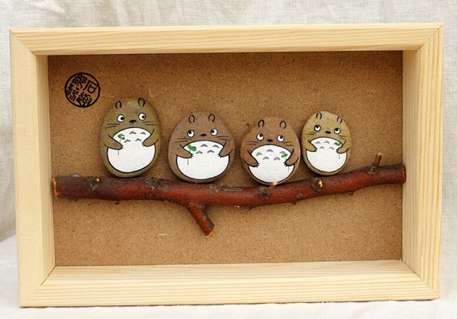 石头#手绘#龙猫#全家福