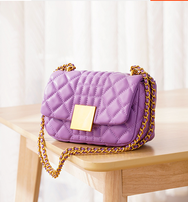 小香风菱格链条包真皮女包包2020新款潮头层牛皮单肩包斜挎小包包淘宝