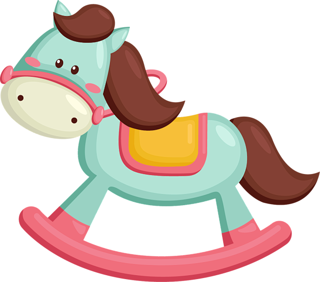 卡通绿色木马玩具