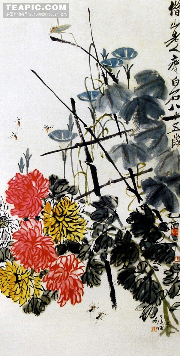 齐白石画作花卉水墨画