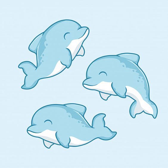 海豚卡通手机壁纸图片