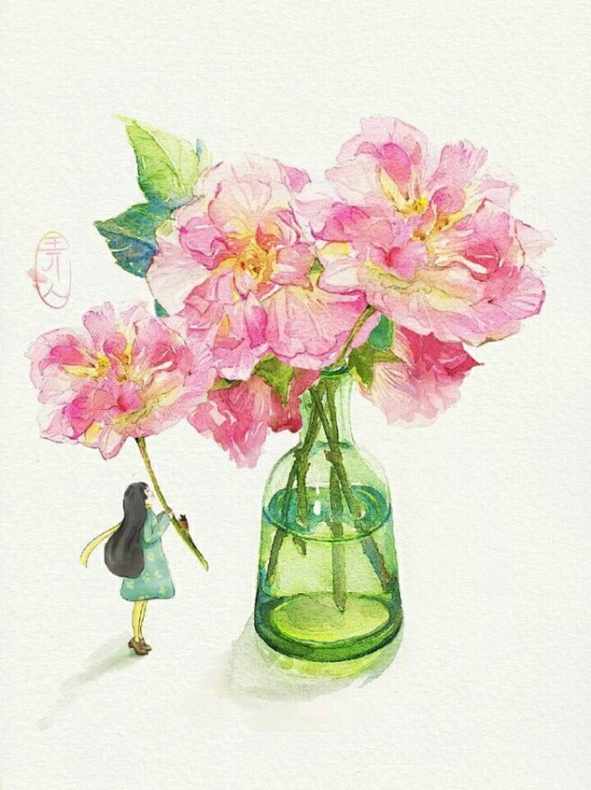 花插画风景人物森系手绘水彩涂鸦星空唯美意境背景二次元小清新治愈系