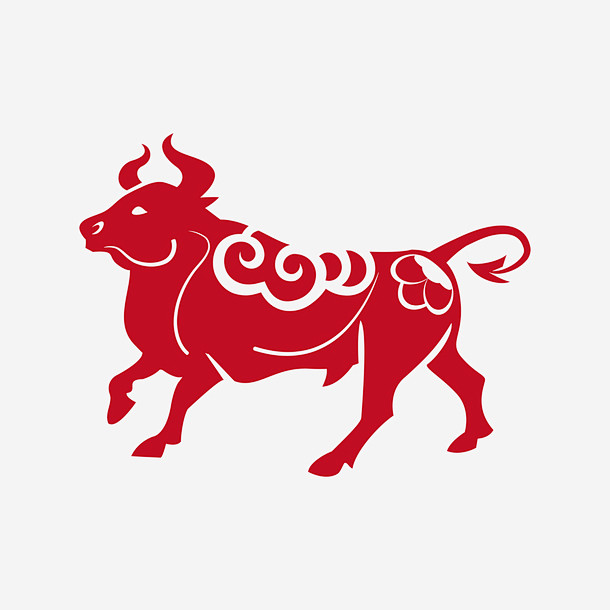牛剪纸图案牛年矢量设计元素