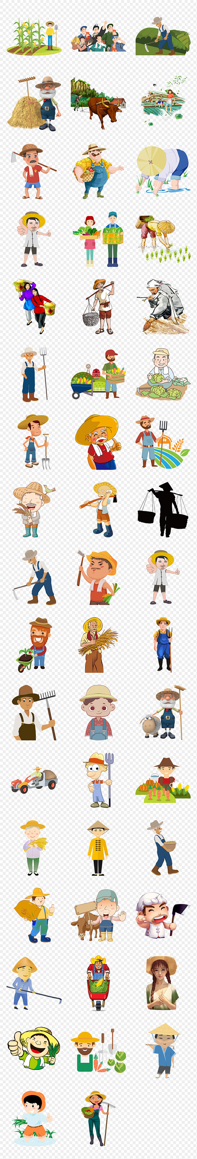 农民伯伯农业生产稻谷丰收海报素材背景png