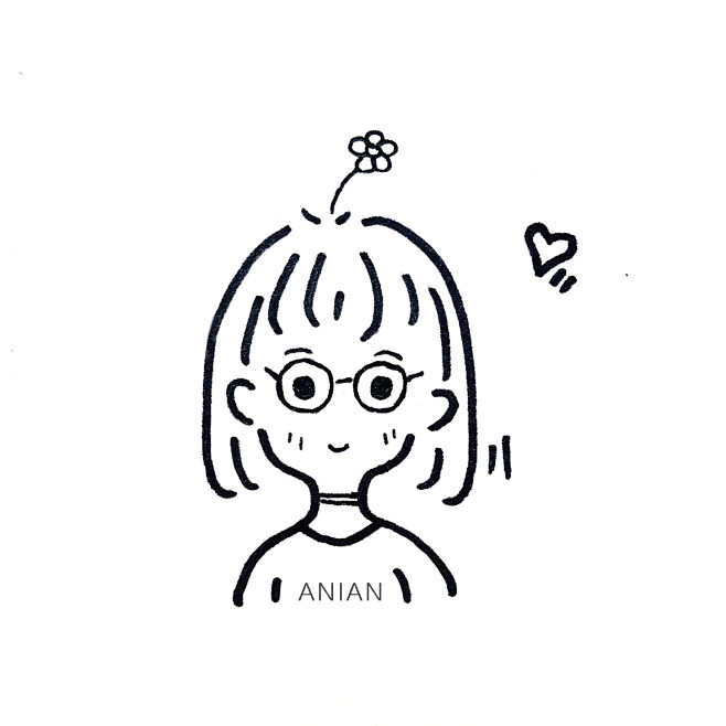 黑白简笔画头像