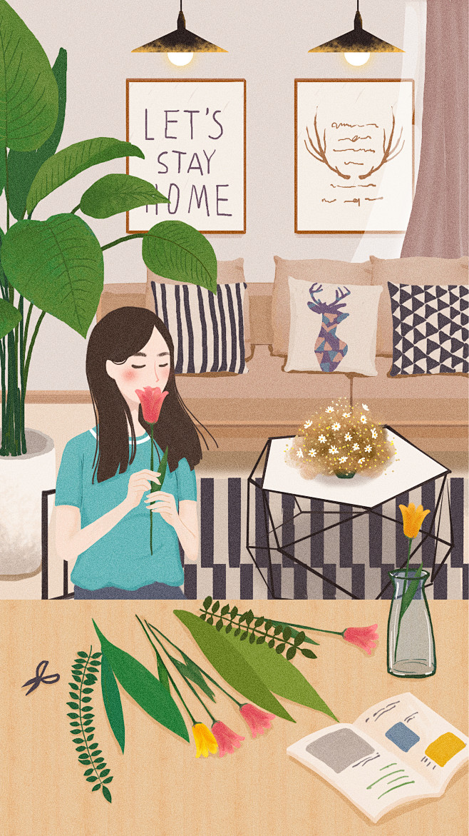 10:14:57五一  爱劳动   自如  室内插画微笑的猪-朱月亮该采集也在