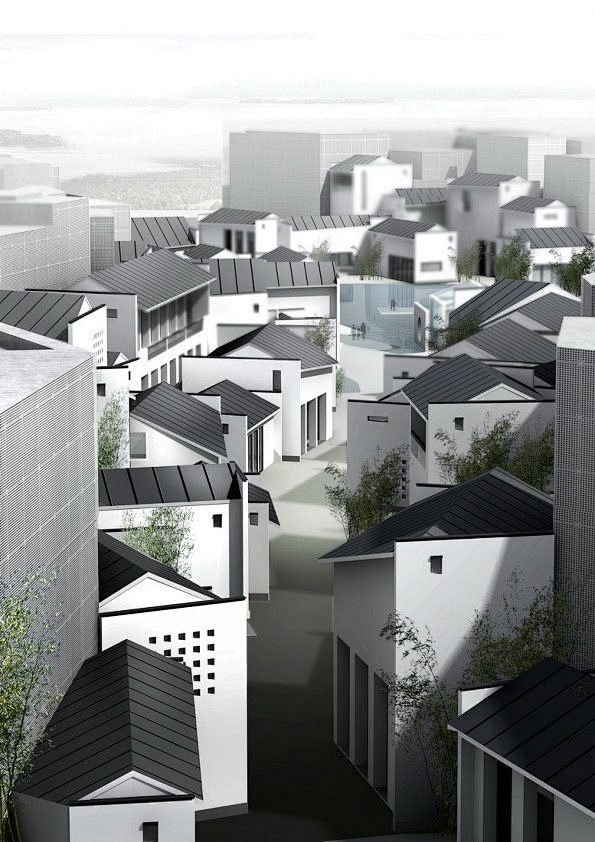 聚落具有对历史传统现代文明兼容并蓄的功能设置更使传统与现代建筑