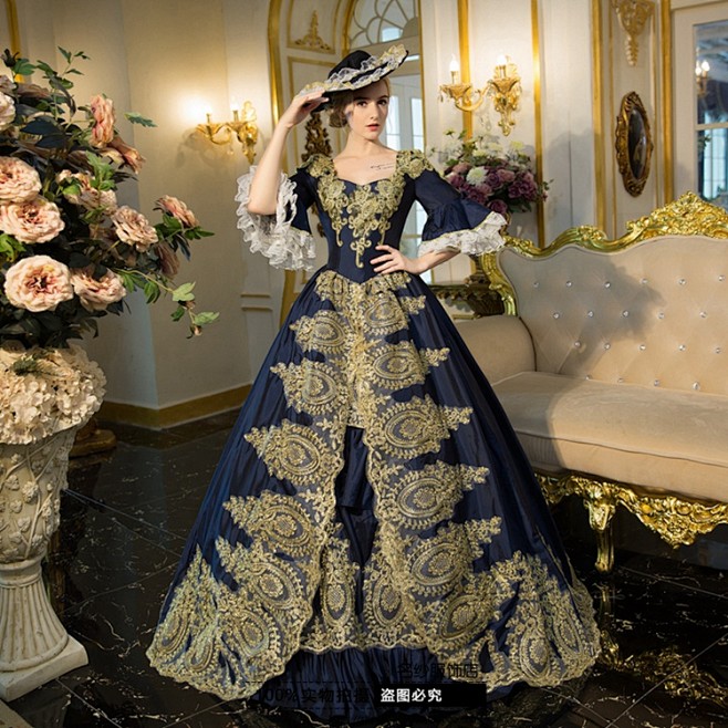 16秋冬新款欧式宫廷演出服表演服复古女王晚会服装英国开业话剧淘宝网