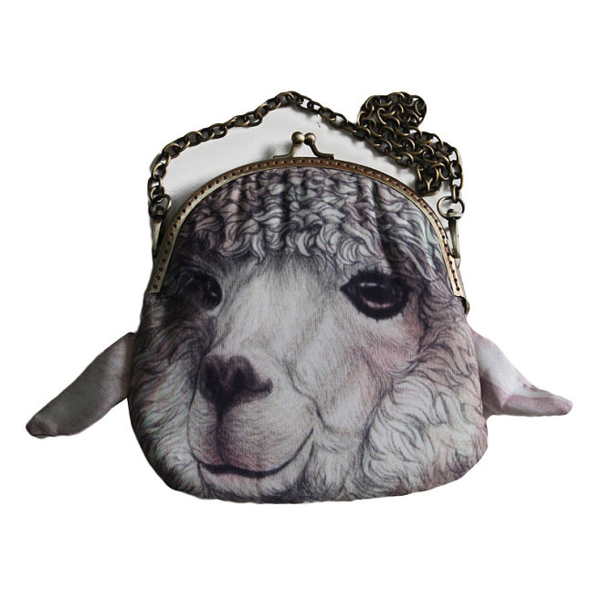 3D印花图案 绵羊头造型多用包